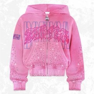 & Other Stories Pink Graphic Zip-Up Hoodie